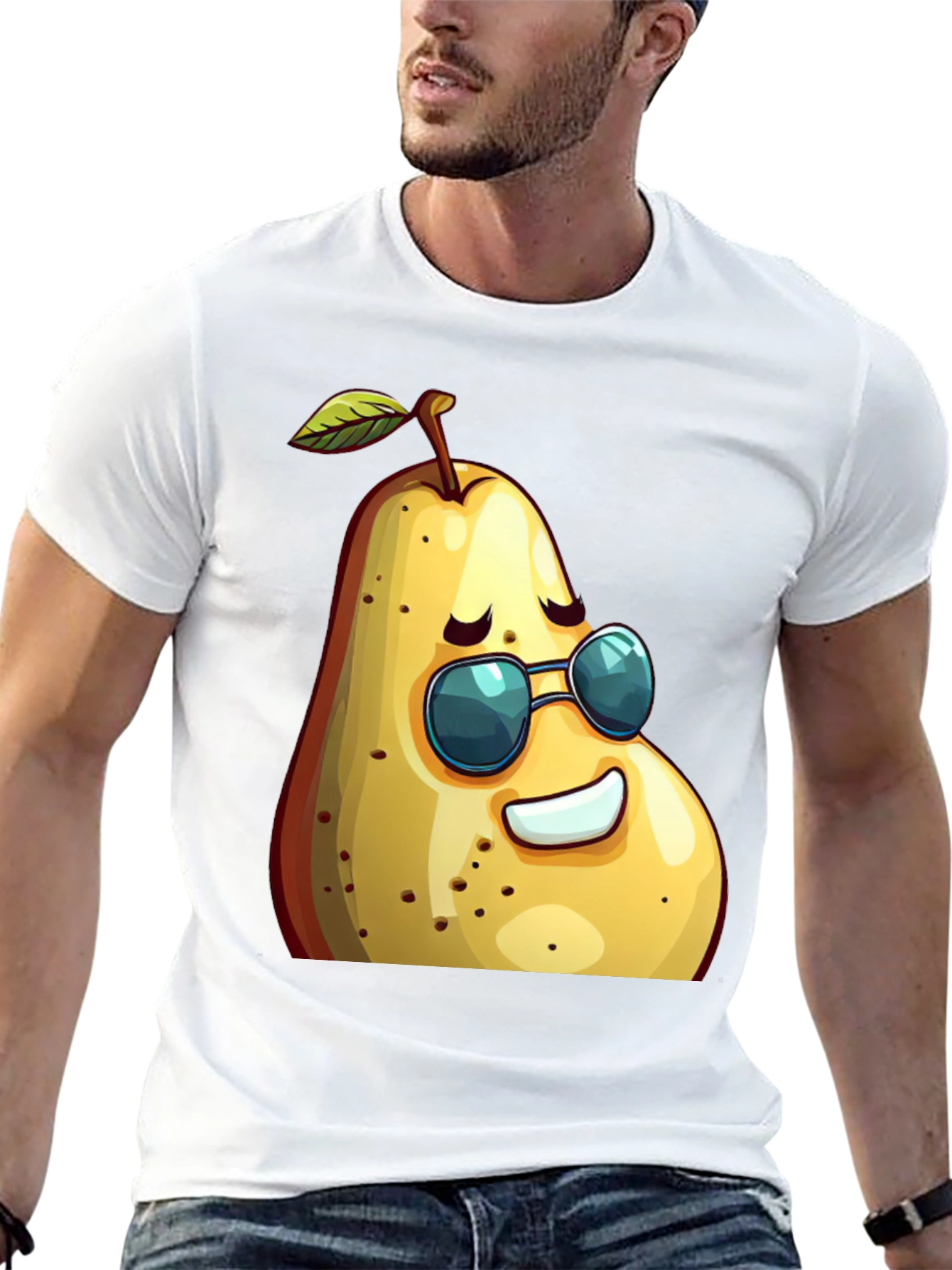 Black Cool Pear Graphic Tee - Unisex Black T-Shirt view 13