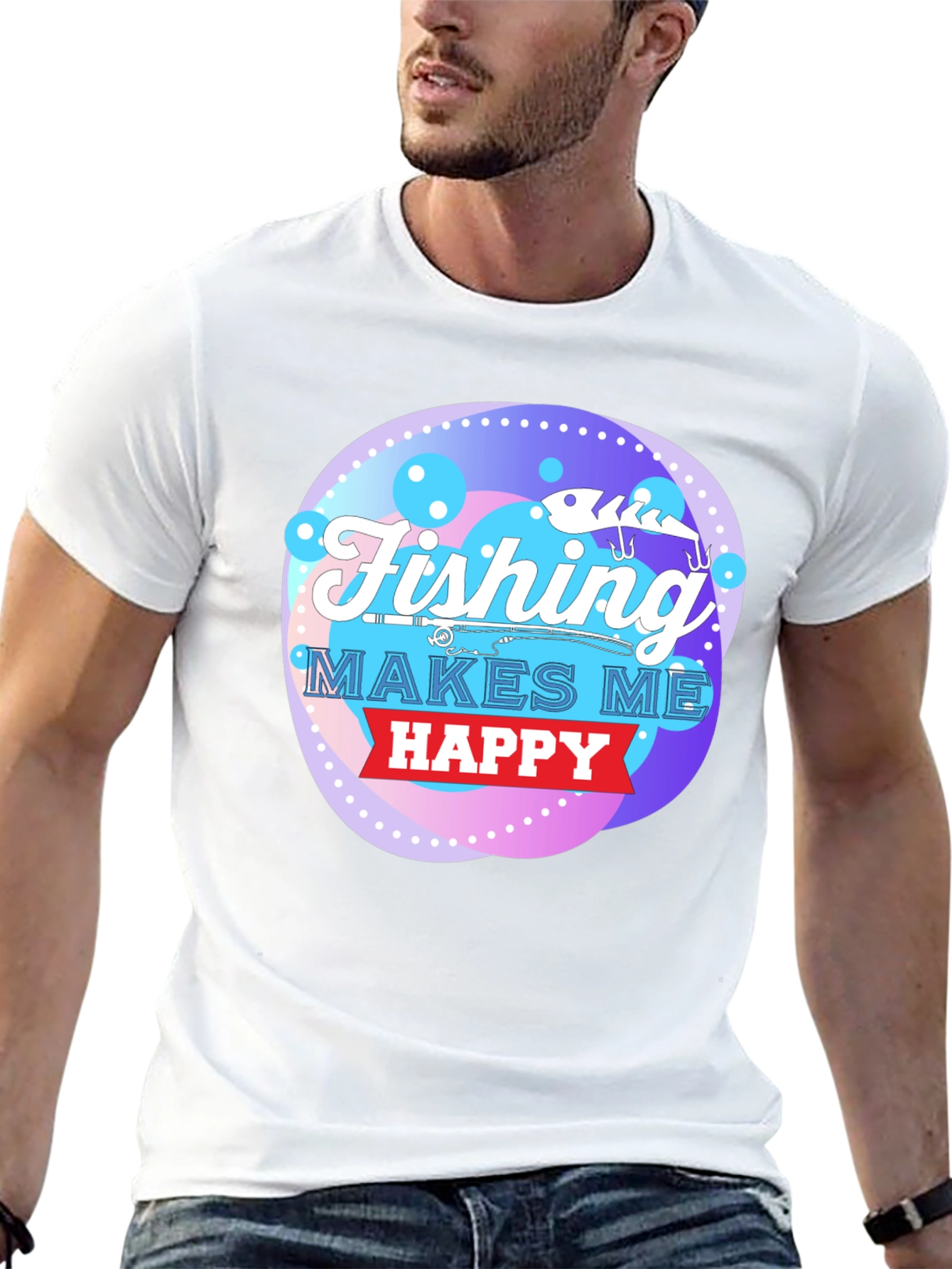 Black Fishing Makes Me Happy Graphic Tee view 13