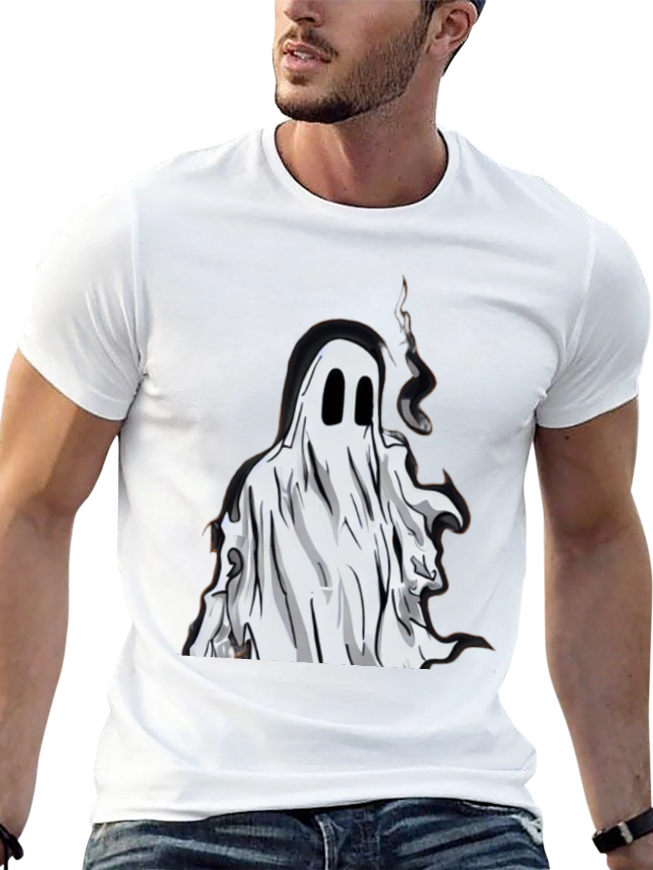 Black Ghost Graphic Tee - Spooky Season Style view 13