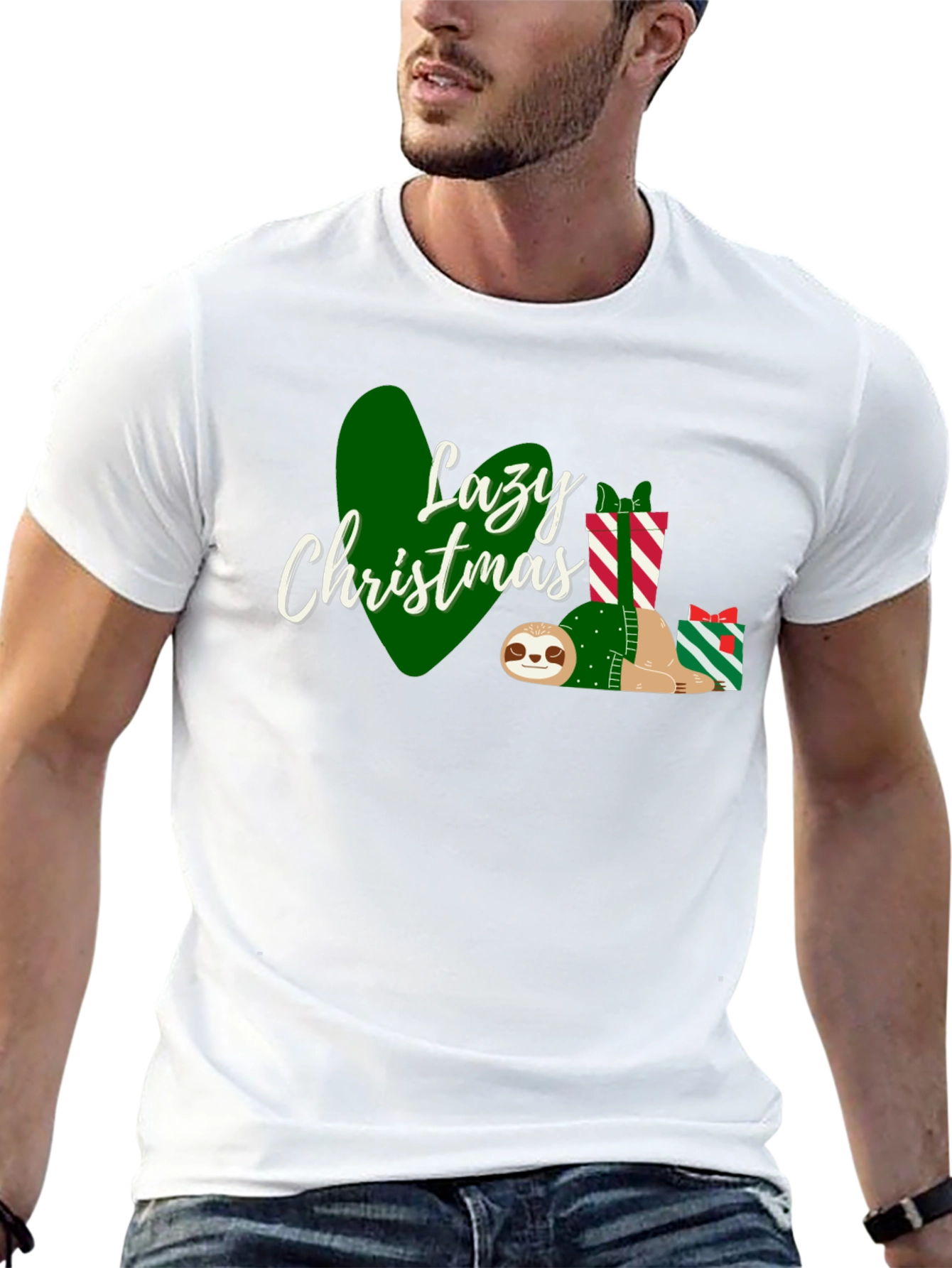 Black Lazy Christmas Sloth T-Shirt view 13