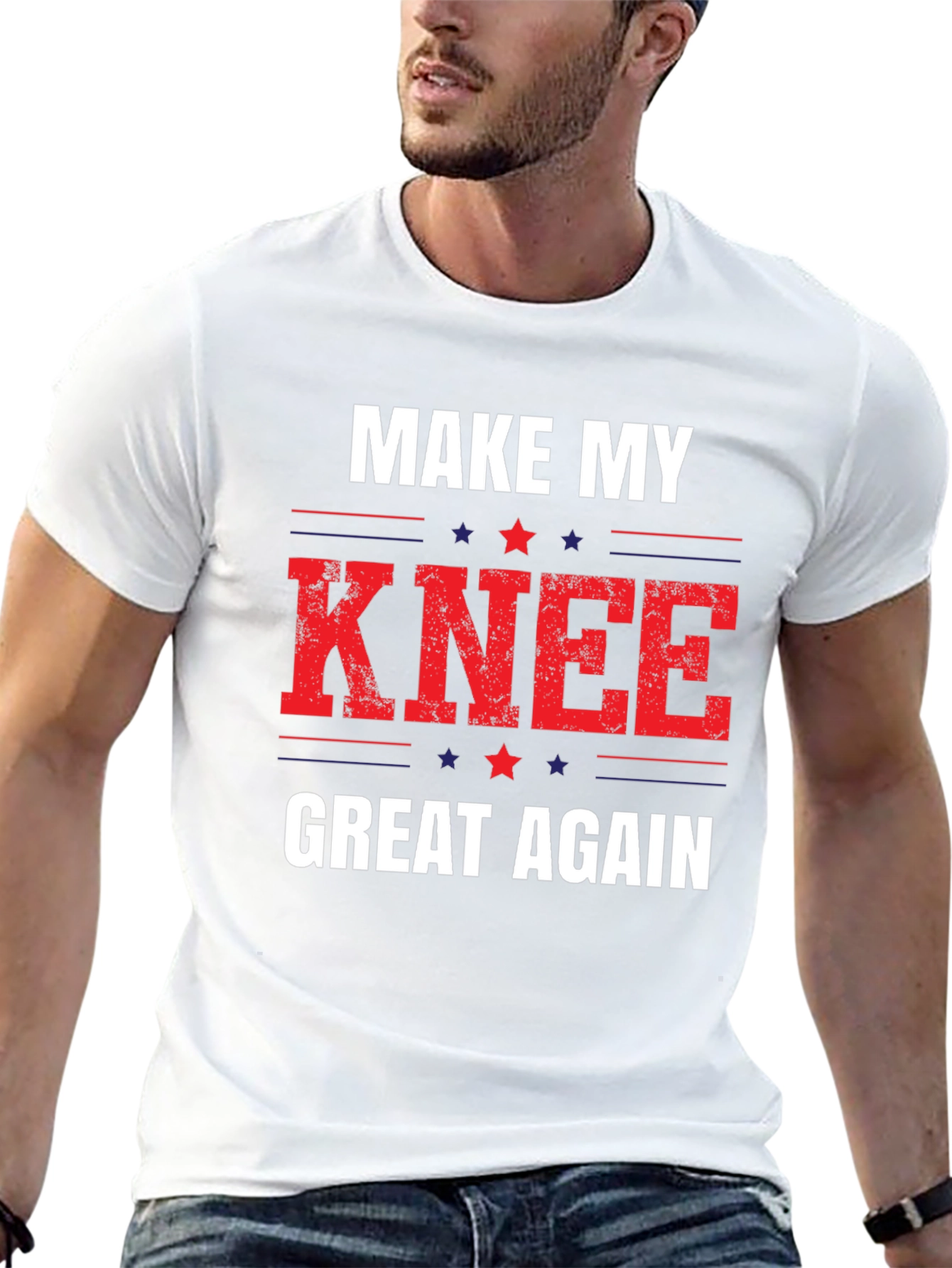 Black Make My Knee Great Again Graphic Tee view 13