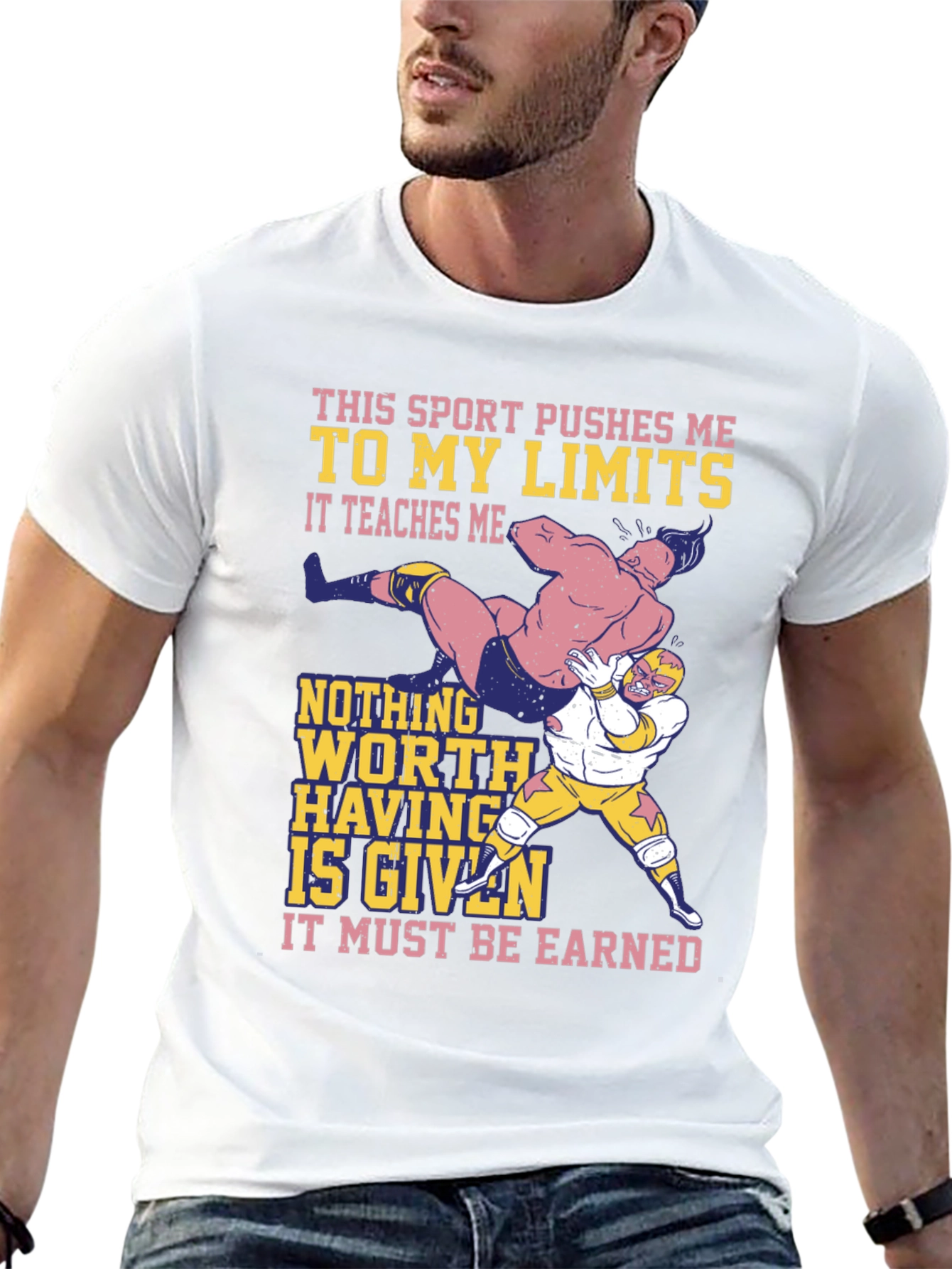 Black Wrestling Sport T-Shirt: Push Your Limits! view 13