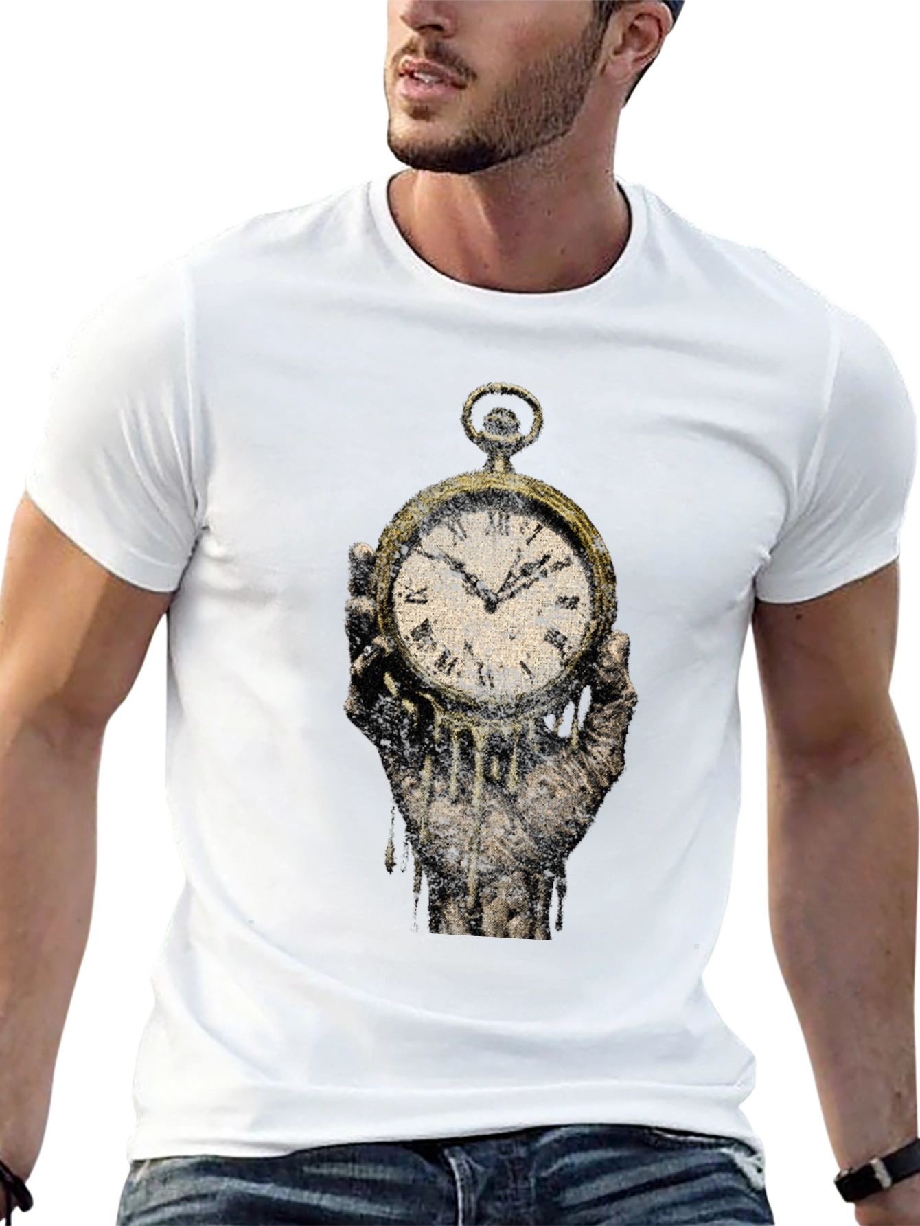 Black Melting Clock Graphic Tee - Time is Fleeting view 13
