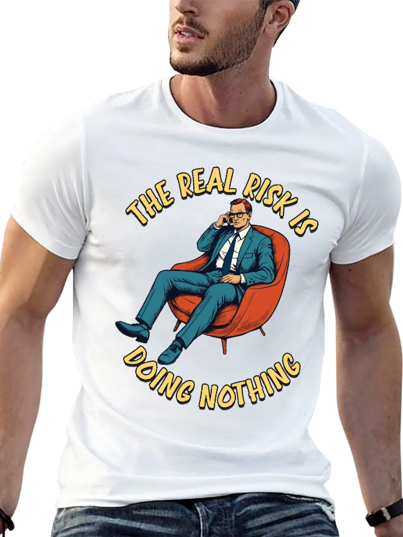 Black The Real Risk T-Shirt - Doing Nothing Graphic Tee view 13