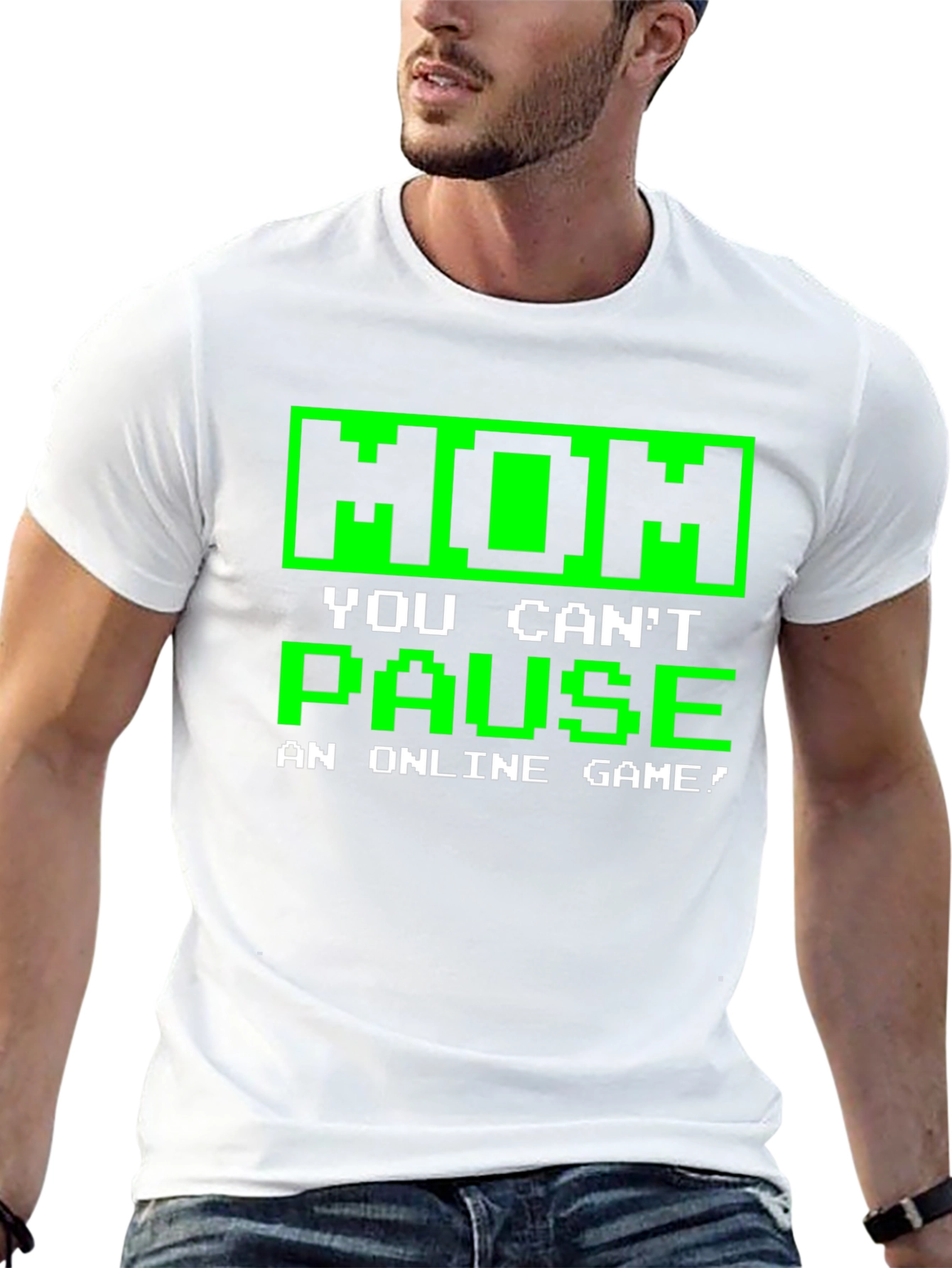 Black Gamer T-Shirt - Mom You Can't Pause view 13