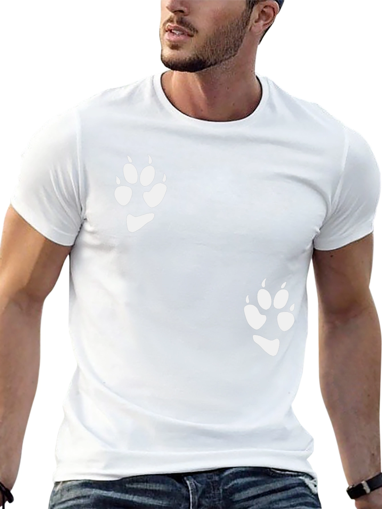 Paw Print Graphic Tee - Stylish Black T-Shirt - 13
