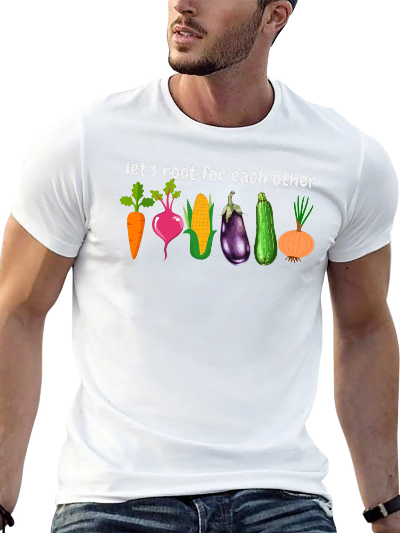 Black Vegetable Pun T-Shirt - Root for Each Other Graphic Tee view 13