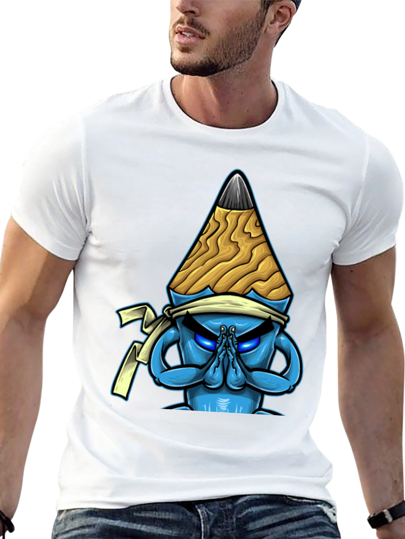 Black Pencil Ninja Graphic T-Shirt - Cool Unique Design view 13