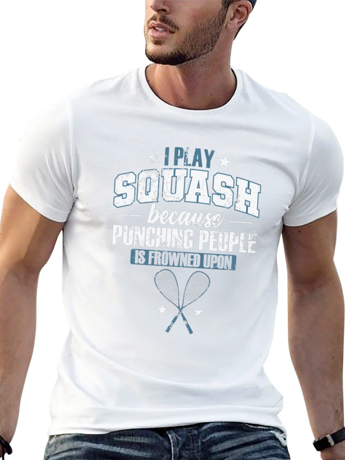 Black Funny Squash Player T-Shirt view 13