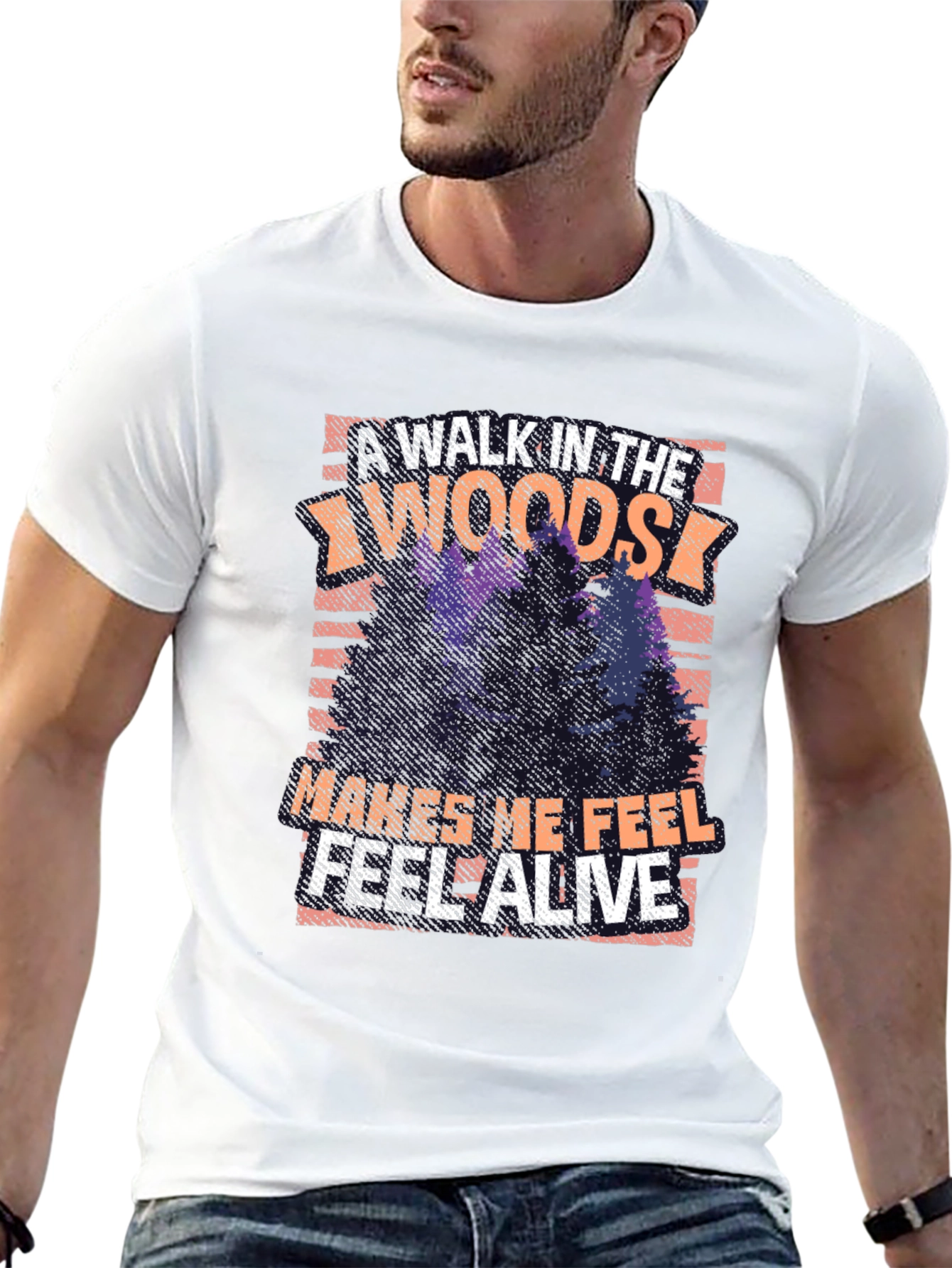 Black Nature Lover's Walk in the Woods Black T-Shirt view 13