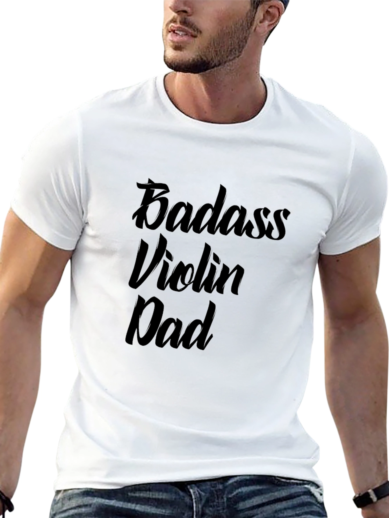 Black Badass Violin Dad Graphic Tee - Black view 13