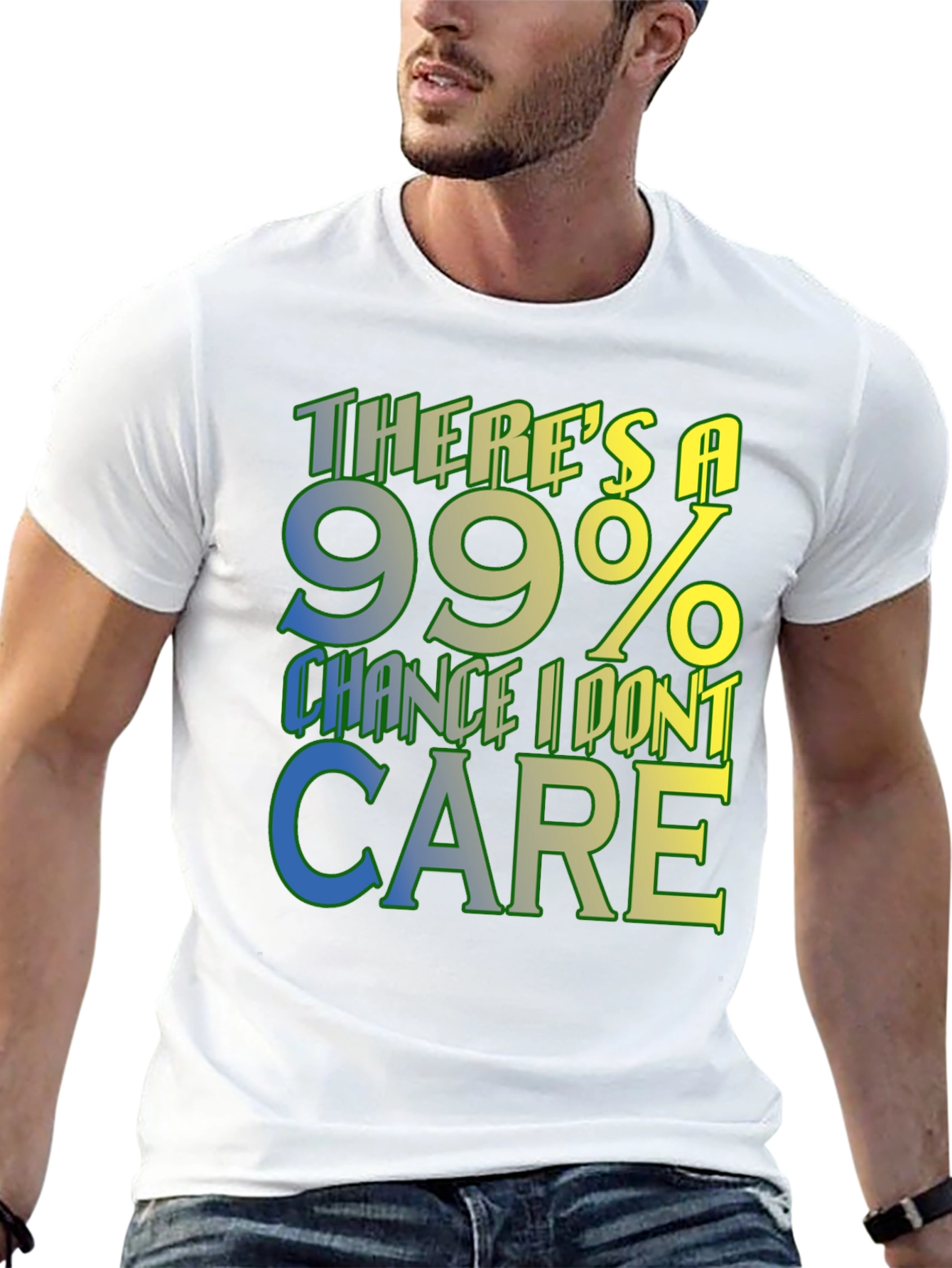 Black Funny '99% Chance I Don't Care' Graphic Tee view 13