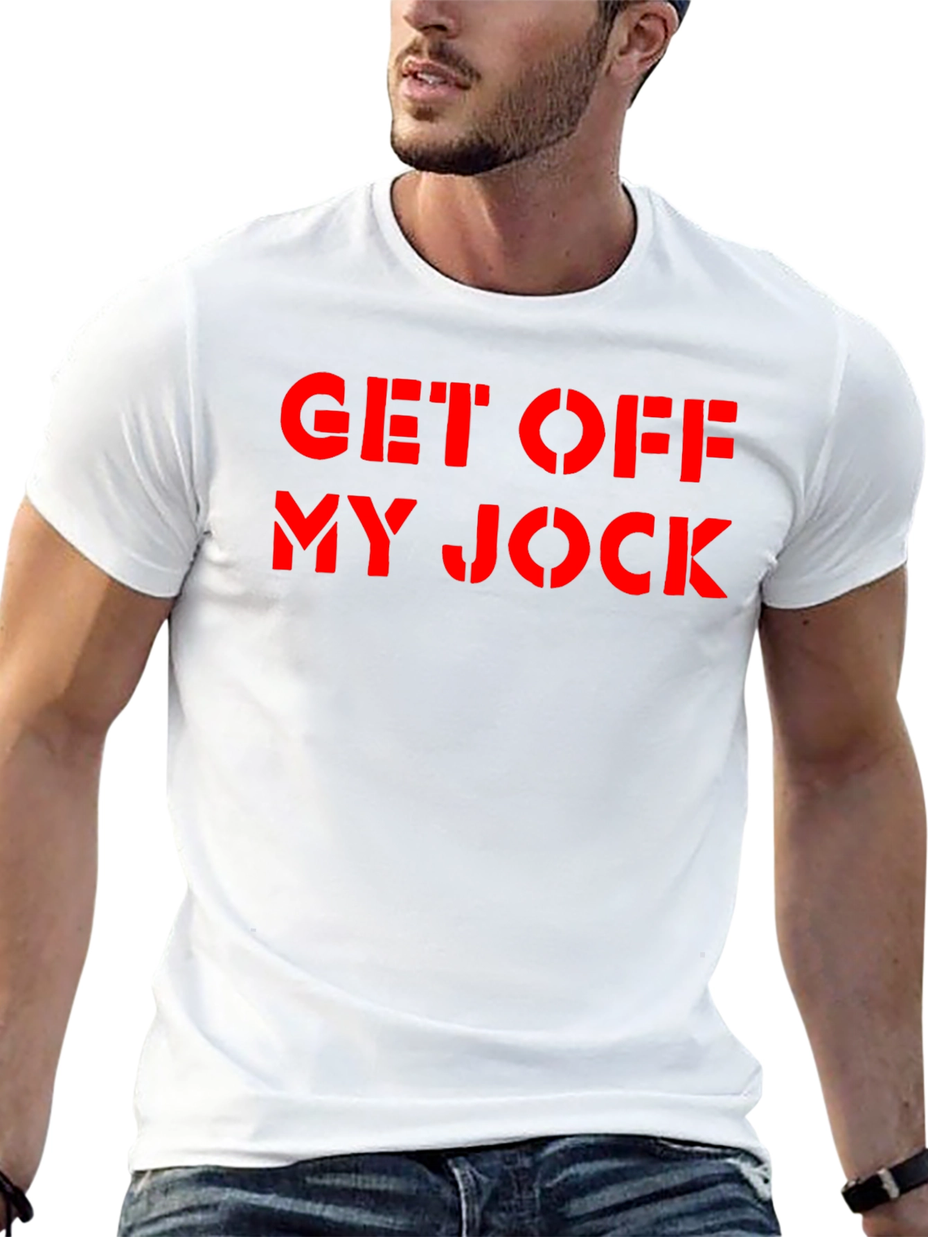 Black Get Off My Jock Graphic Tee - Black Cotton T-Shirt view 13