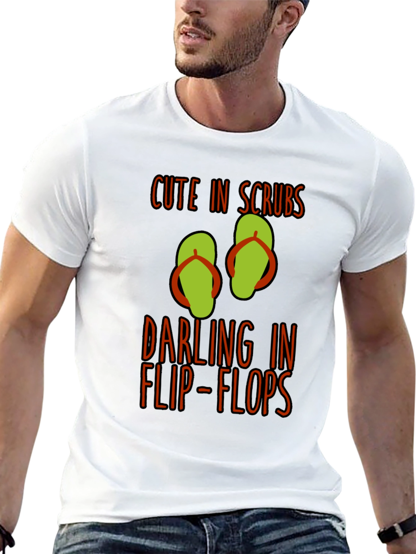 Black Cute In Scrubs Darling In Flip-Flops Black T-Shirt view 13