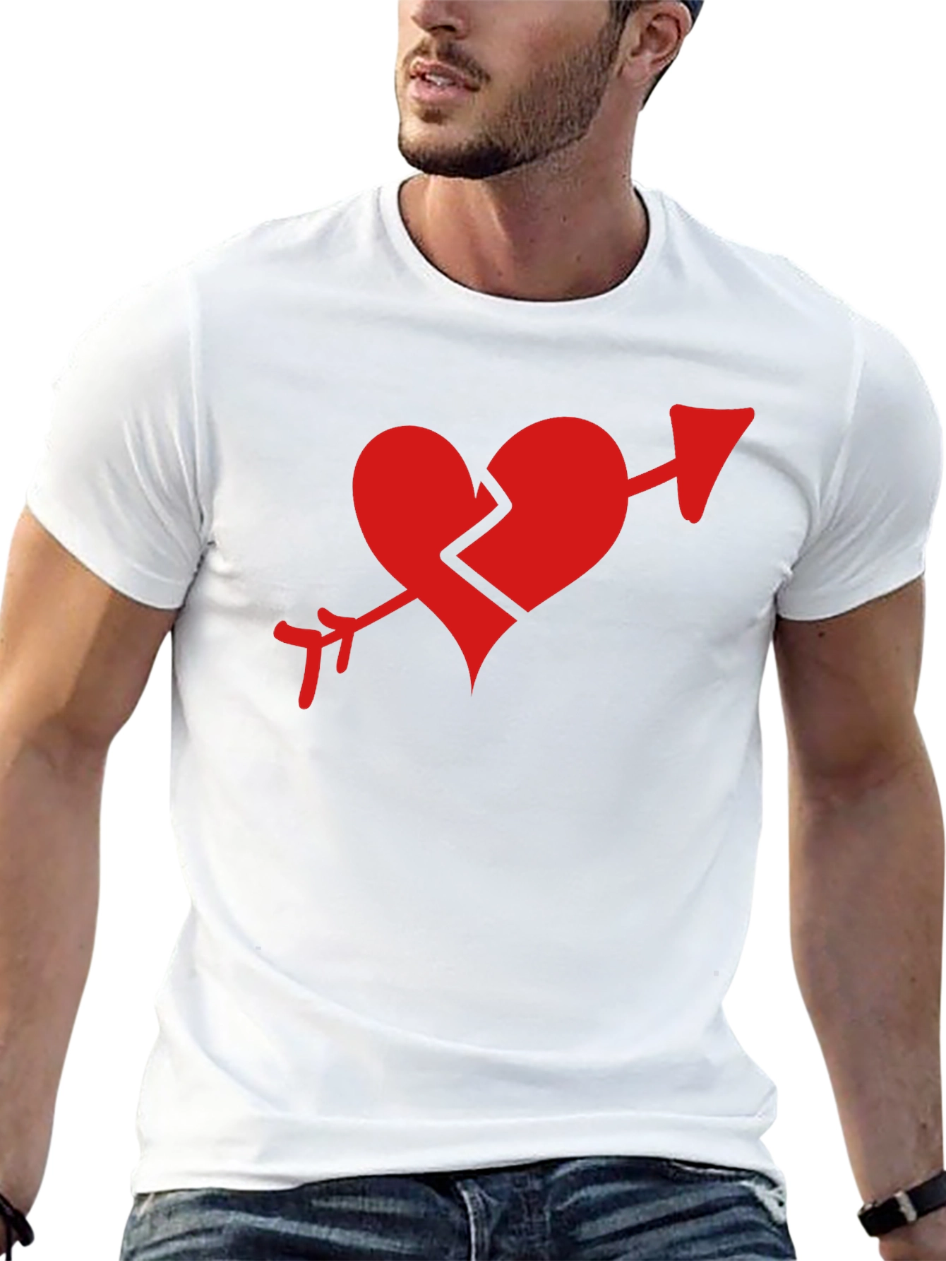 Black Broken Heart Arrow Graphic Tee - Mens T-Shirt view 13