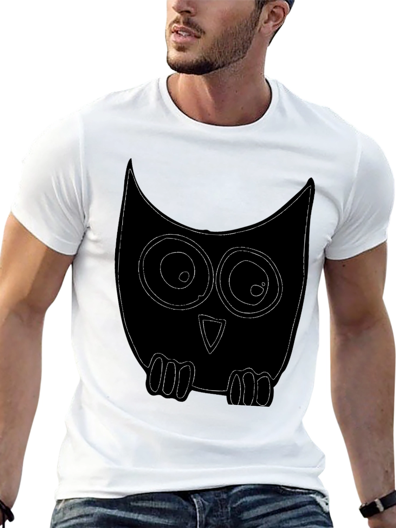 Black Owl Graphic Print Crew Neck T-Shirt view 13