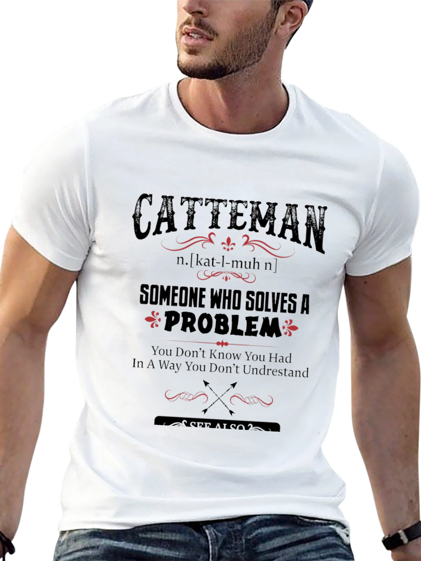 Black Catteman Definition T-Shirt: Problem Solver Tee view 13