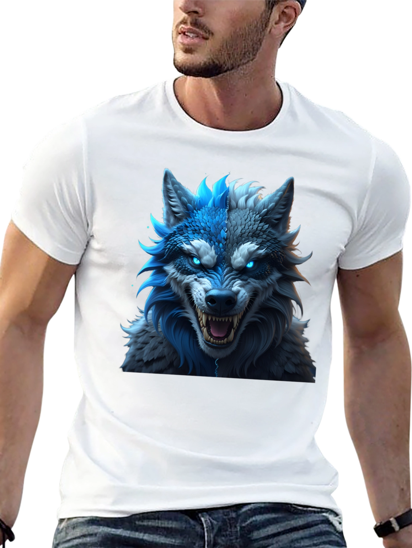 Black Fierce Wolf Graphic Tee - Blue Rage view 13