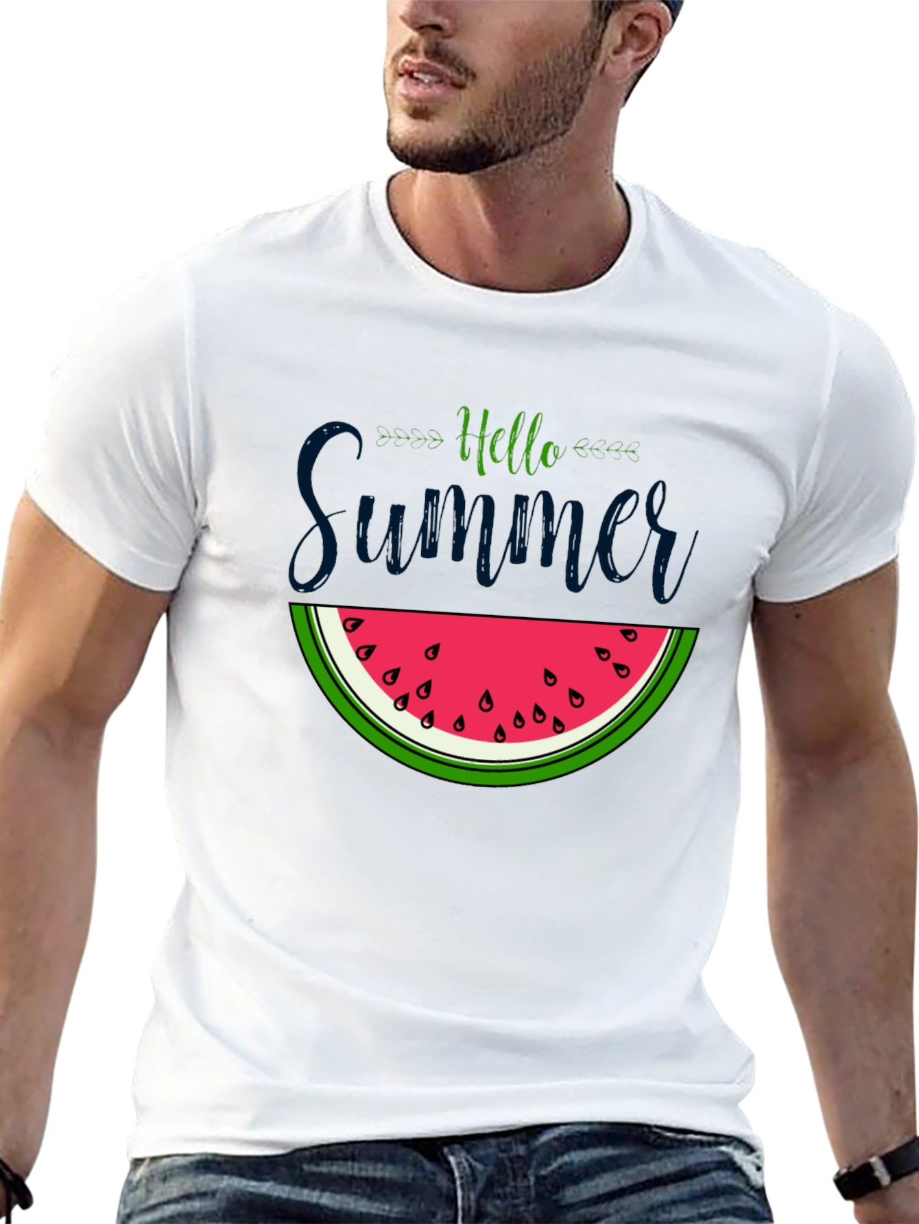 Black Hello Summer Watermelon Graphic Tee view 13