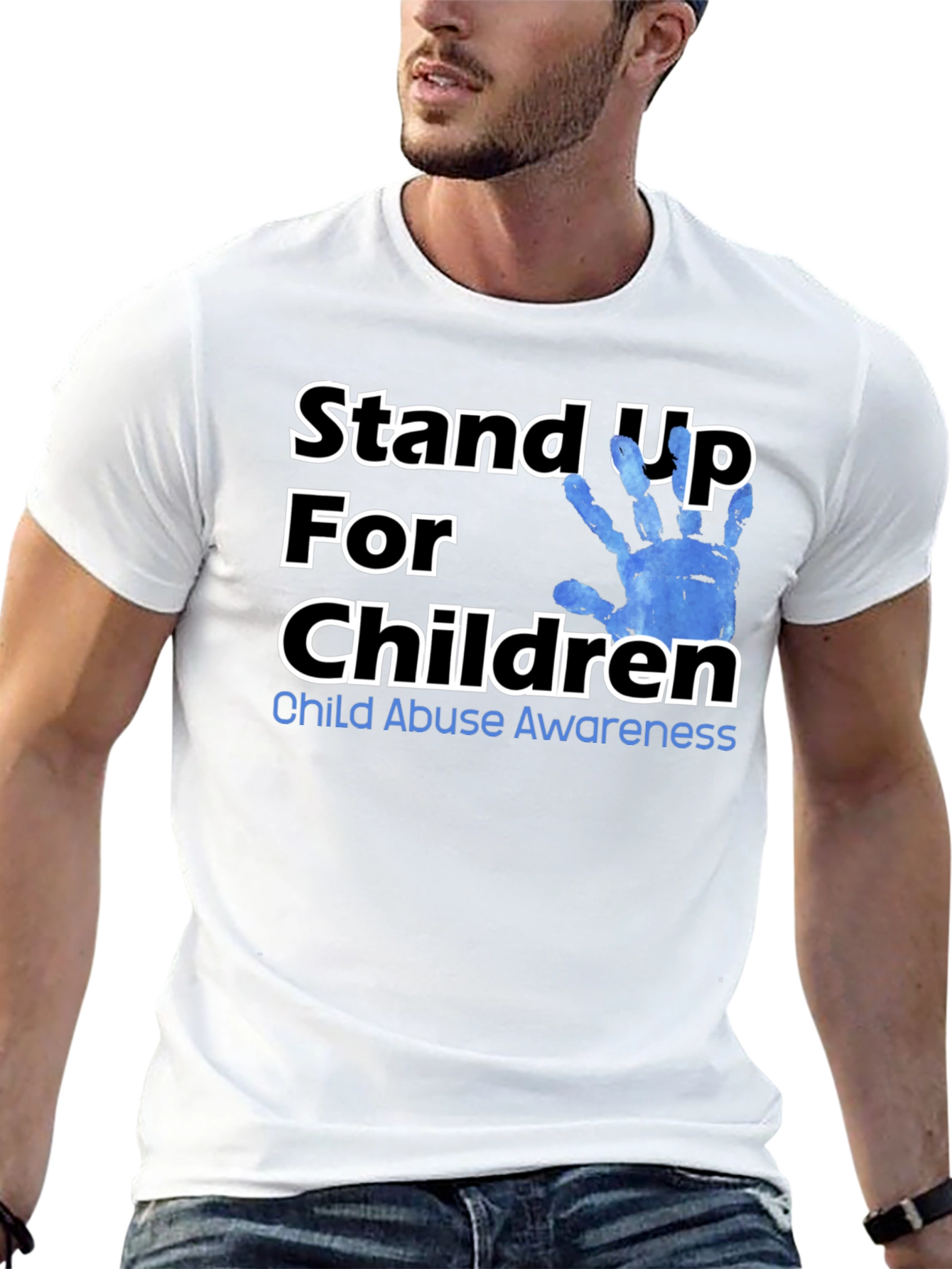 Black Stand Up For Children Awareness T-Shirt view 13