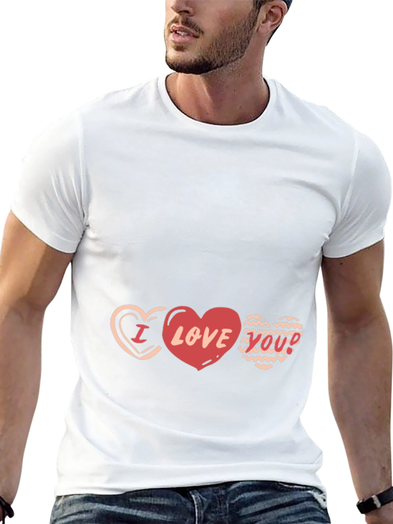 Black I Love You Heart Graphic Tee - Casual Black T-Shirt view 13