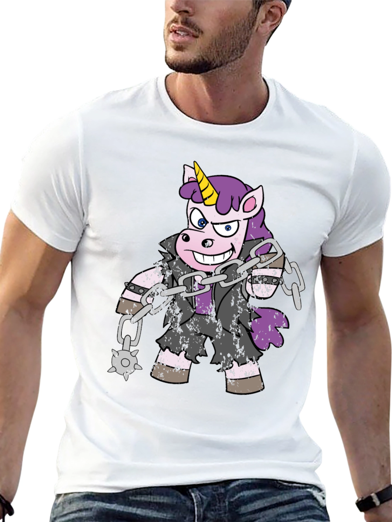 Black Unicorn Biker T-Shirt - Black Cotton Tee view 13