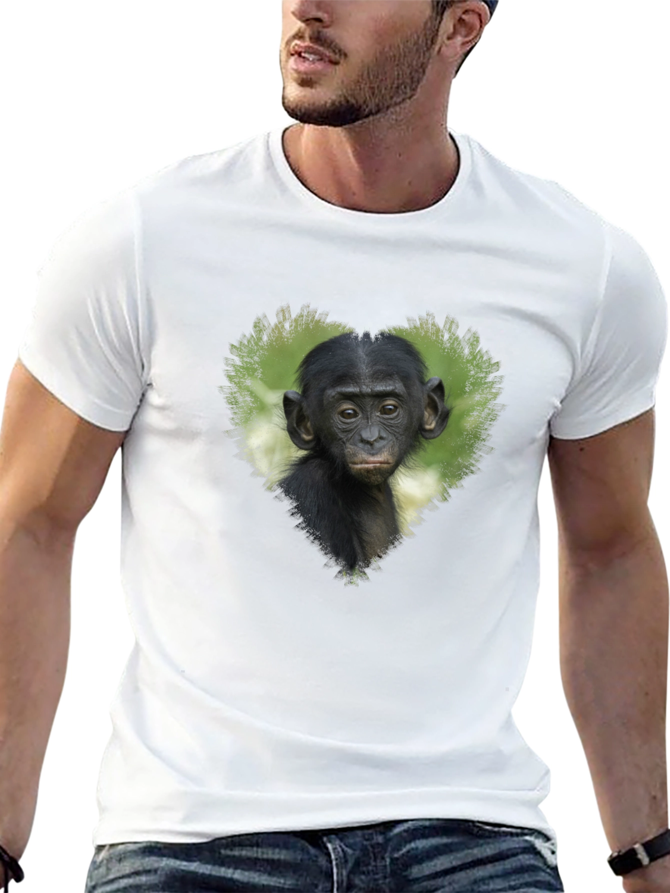 Black Bonobo Heart T-Shirt - Black Cotton Tee view 13
