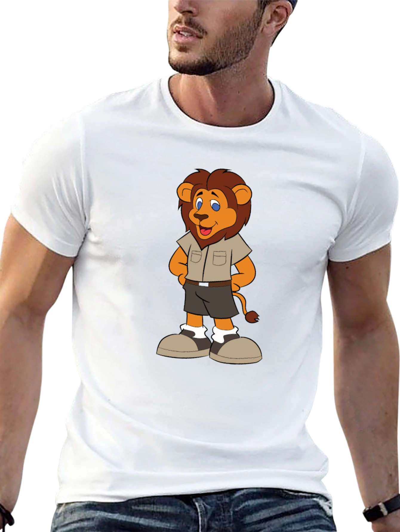 Black Lion Cartoon Graphic Tee - Unisex Black T-Shirt view 13