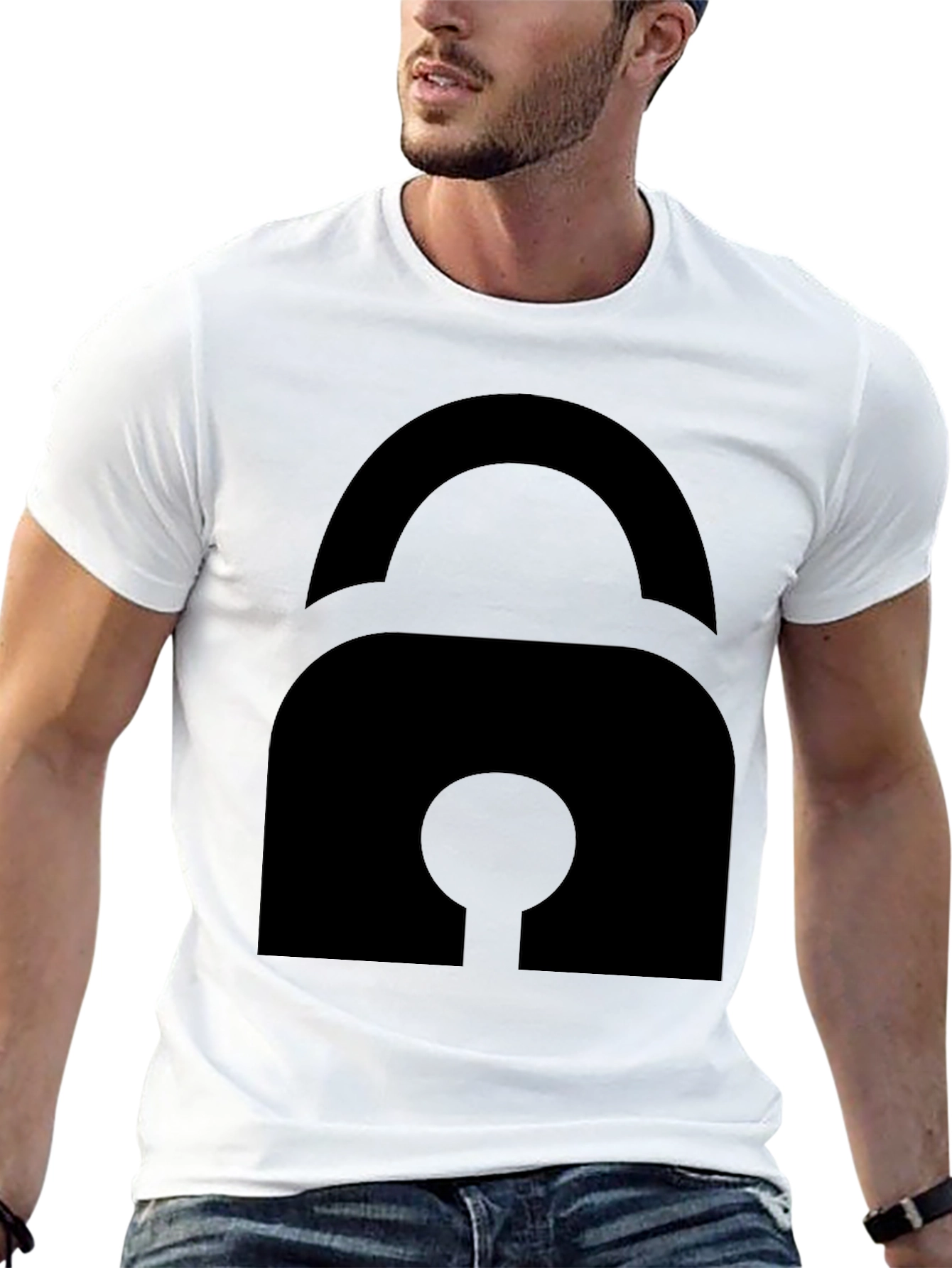 Black Lock Graphic Black T-Shirt view 13