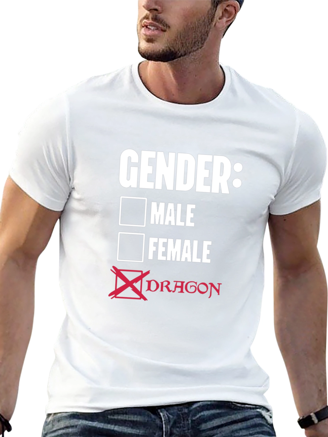 Black Gender Dragon T-Shirt - Humorous Graphic Tee view 13