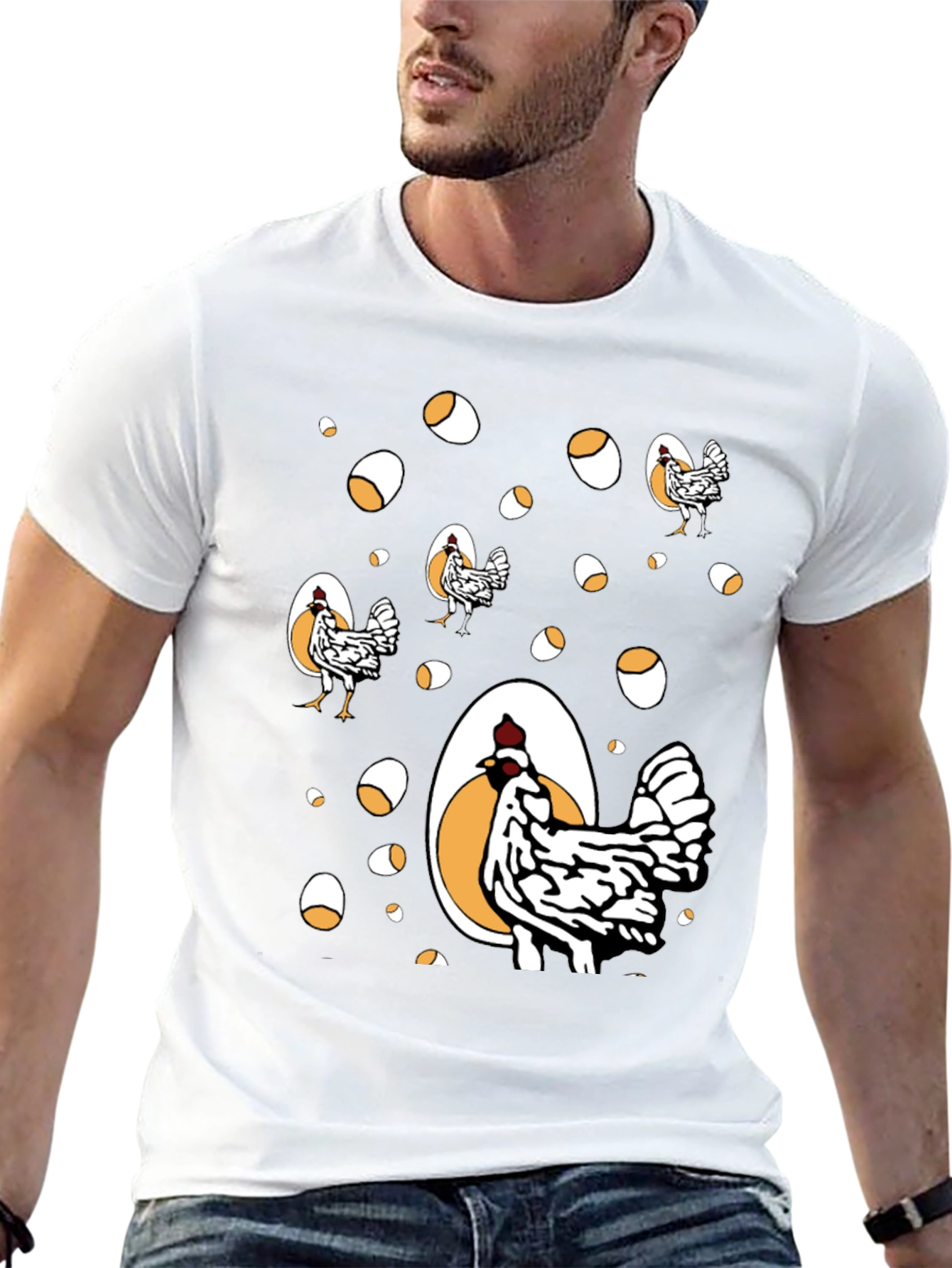 Black Funny Chicken & Egg Graphic Tee view 13