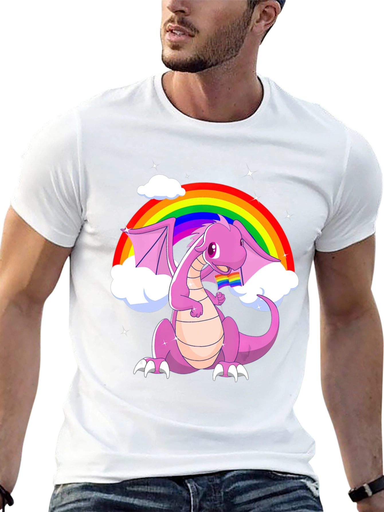 Black Rainbow Dragon Pride T-Shirt view 13