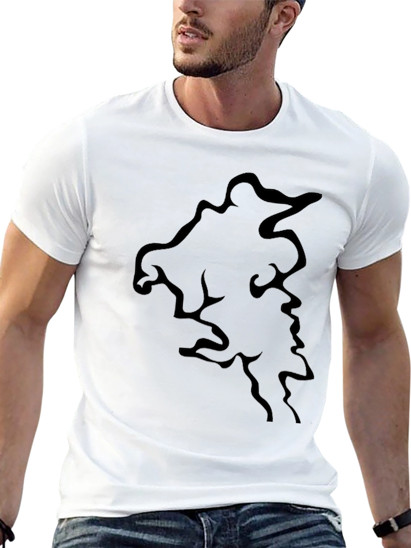 Black Men's Black Graphic Tee - Abstract Design view 13