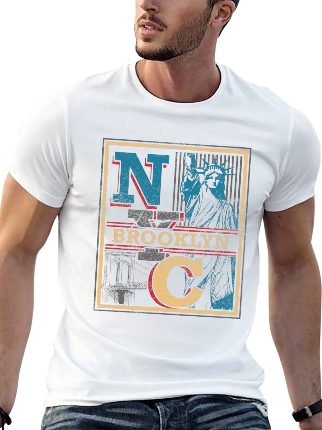 Black NYC Brooklyn Statue of Liberty Black T-Shirt view 13