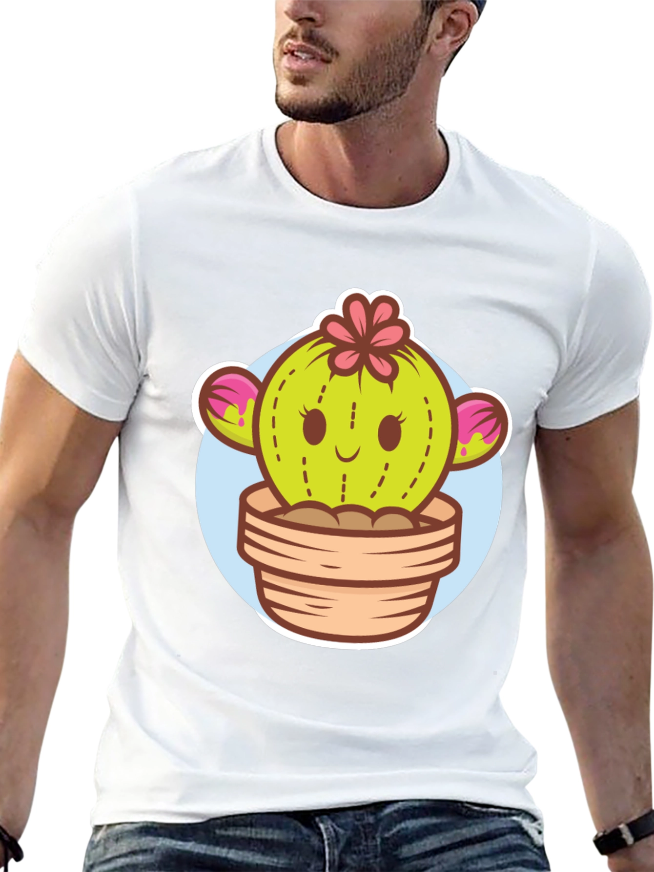 Black Cute Cactus Potted Plant Graphic Tee view 13