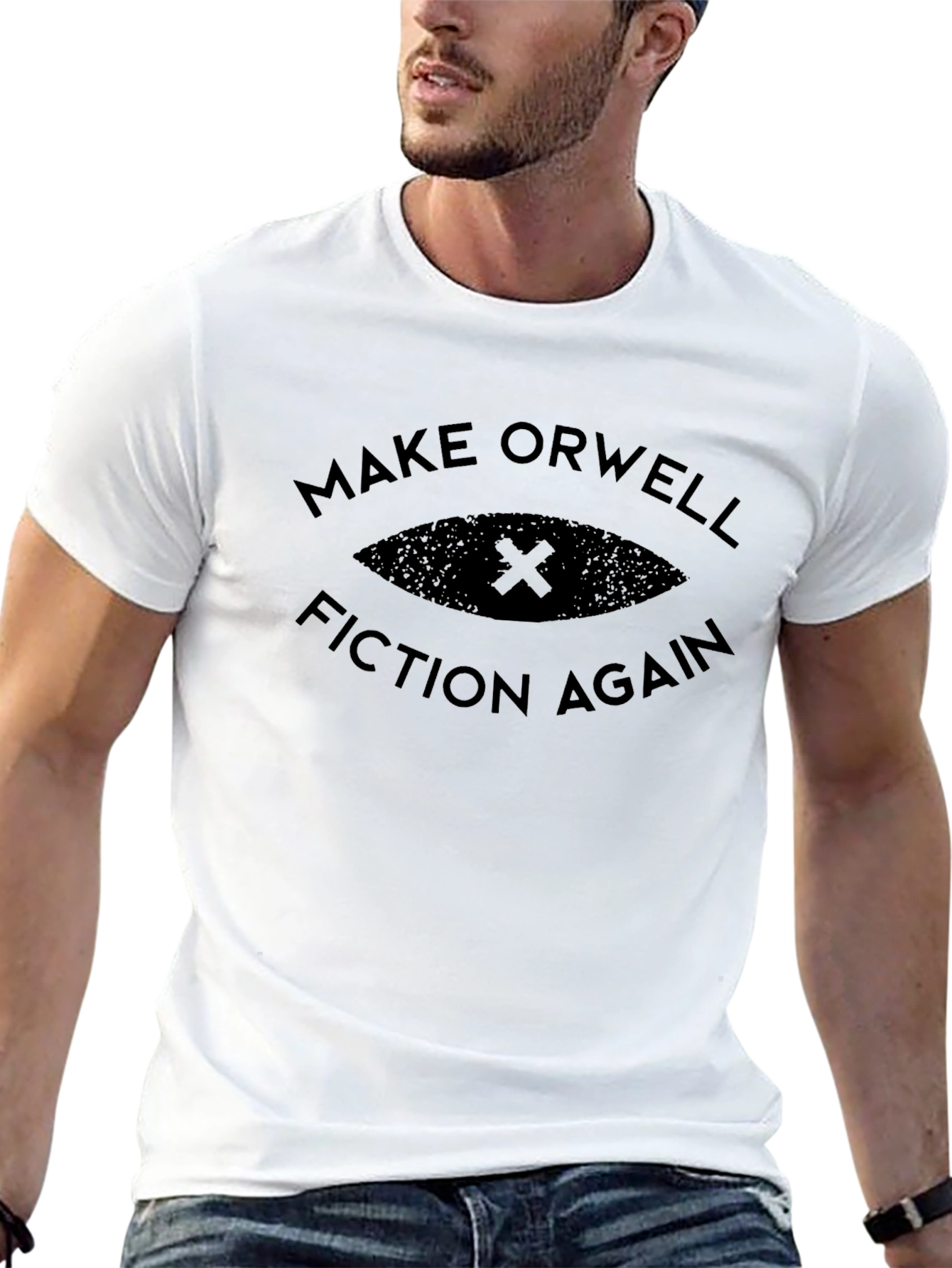 Black Make Orwell Fiction Again Graphic Tee view 13