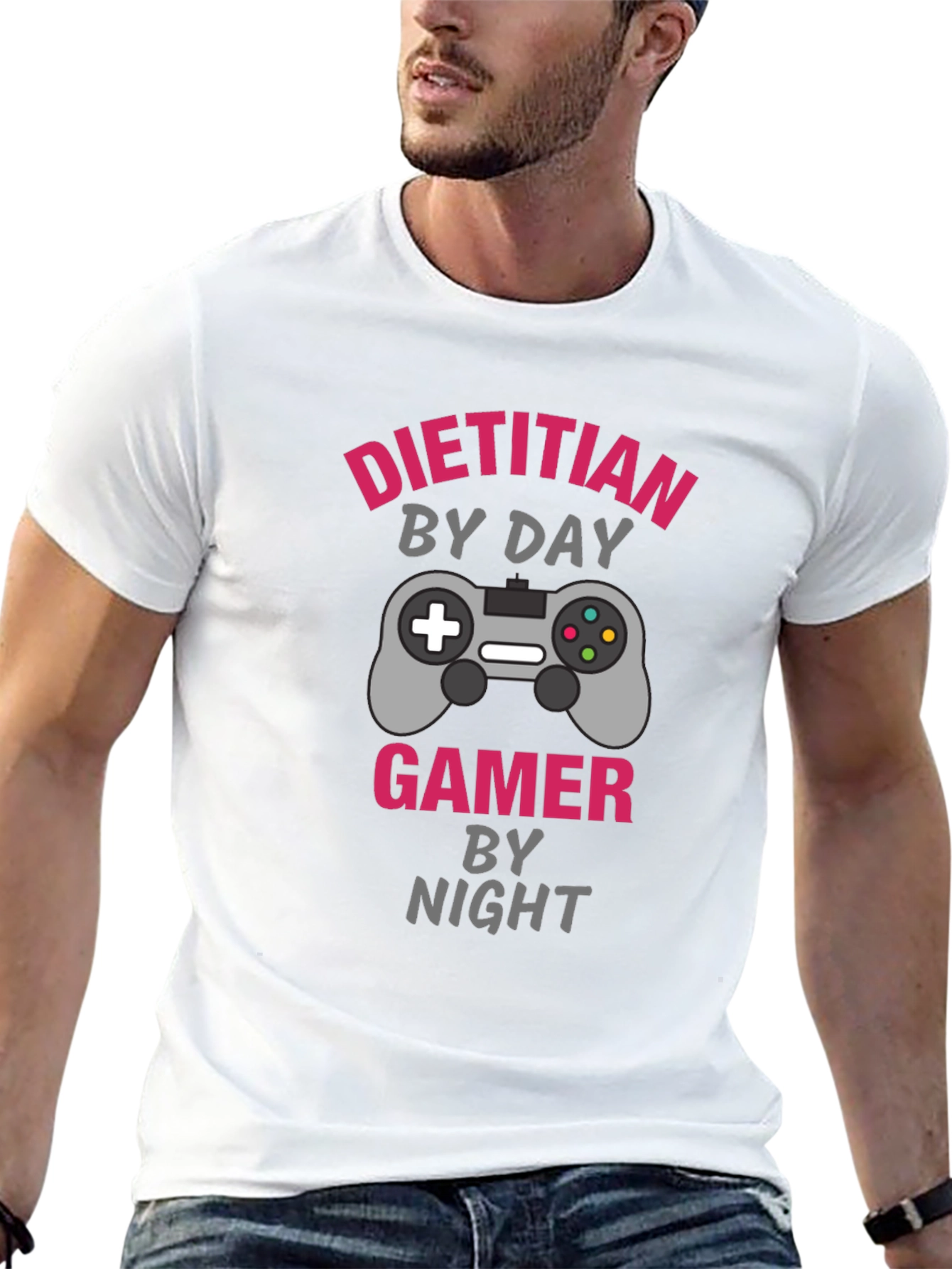 Black Dietitian by Day Gamer by Night Graphic T-Shirt view 13