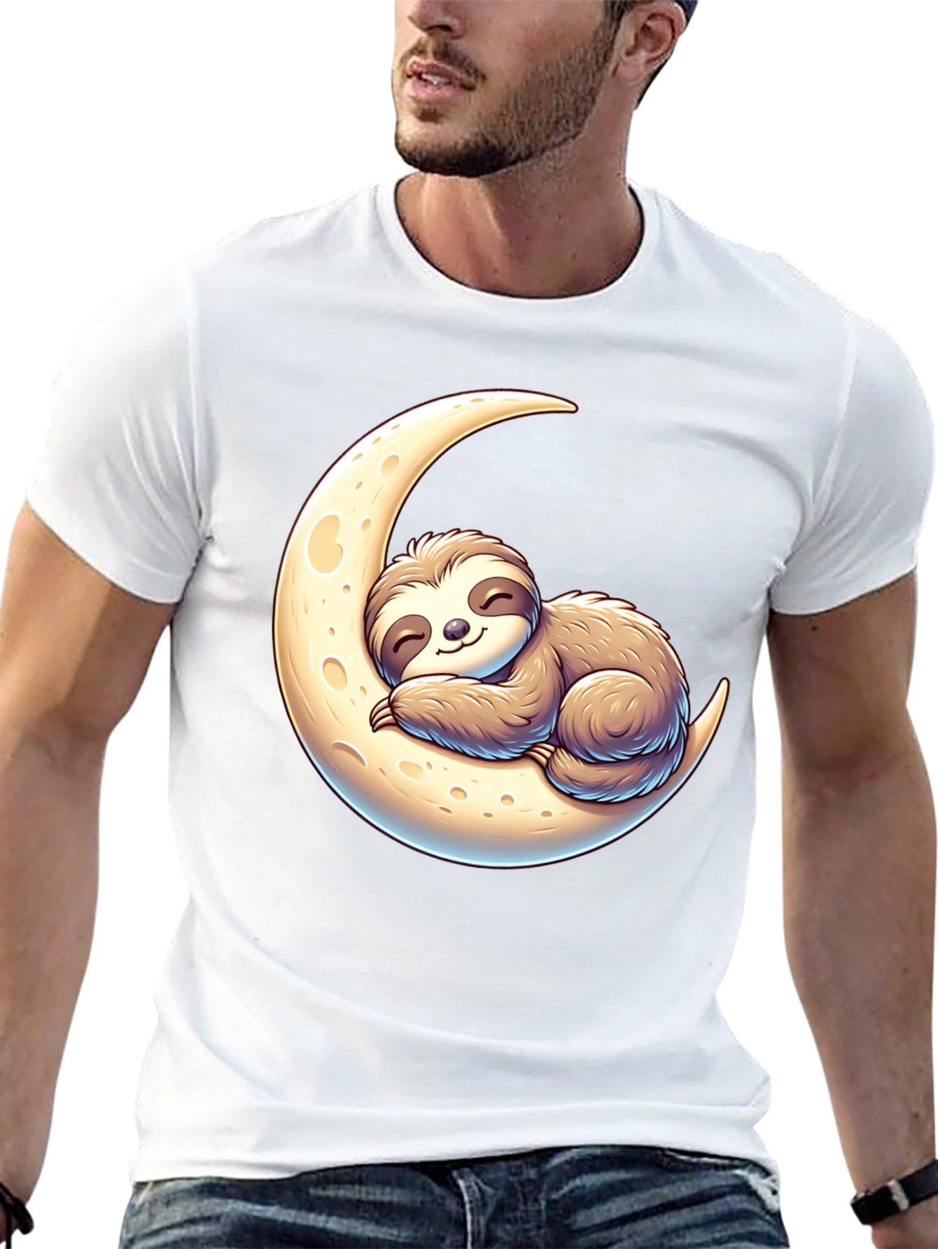 Black Sloth on Moon Graphic Tee - Relaxed Fit view 13