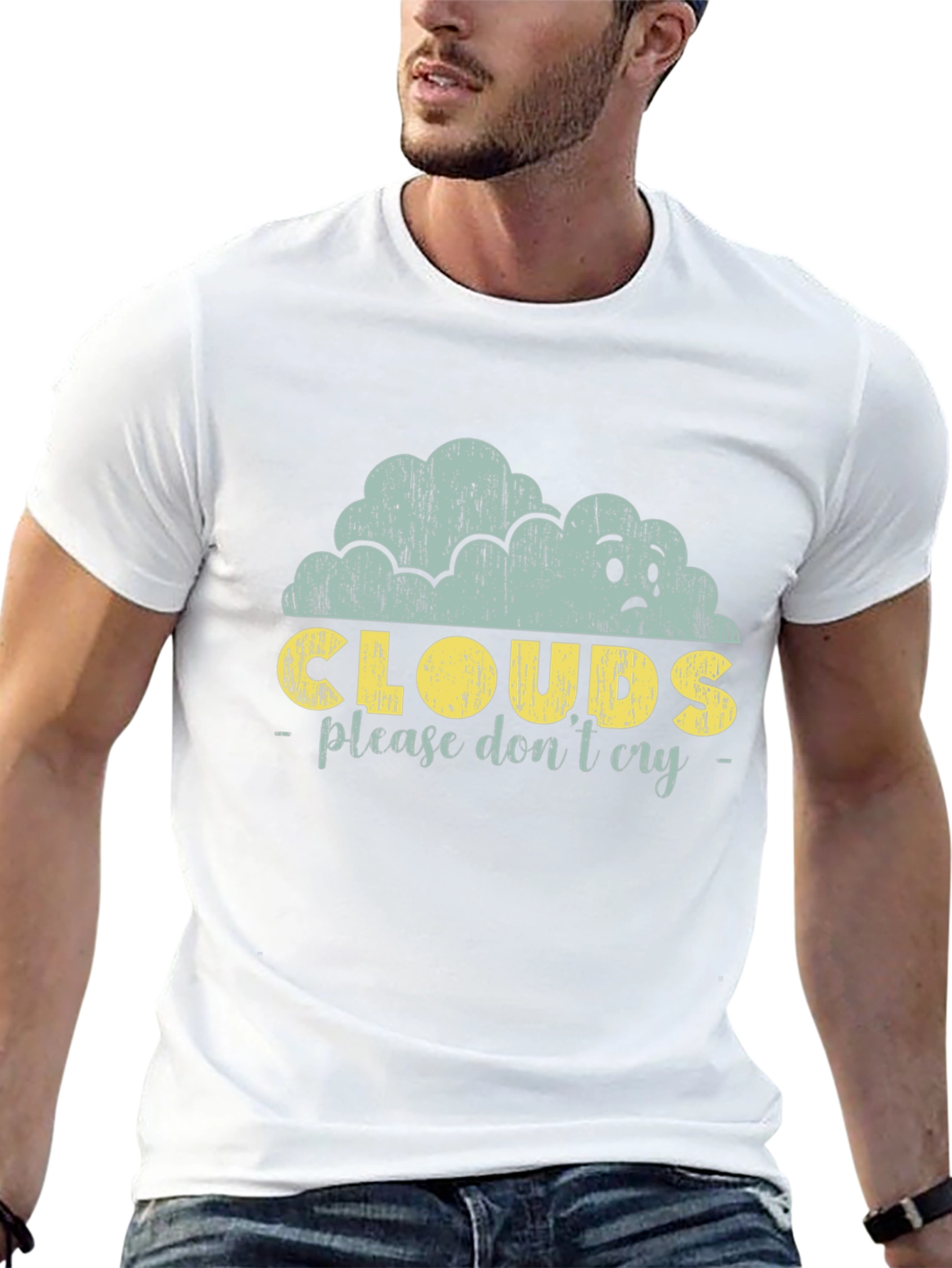 Black Sad Cloud Graphic Print Black Tee view 13