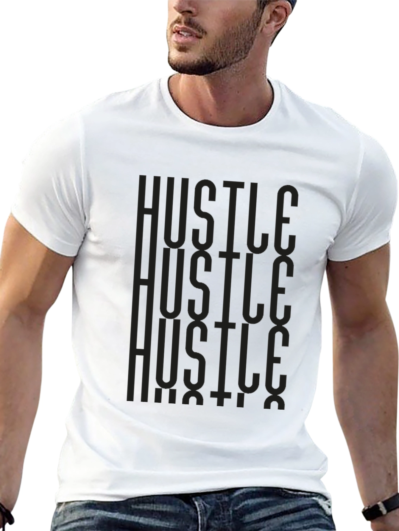 Black Hustle Graphic Print Tee - Men's Black T-Shirt view 13