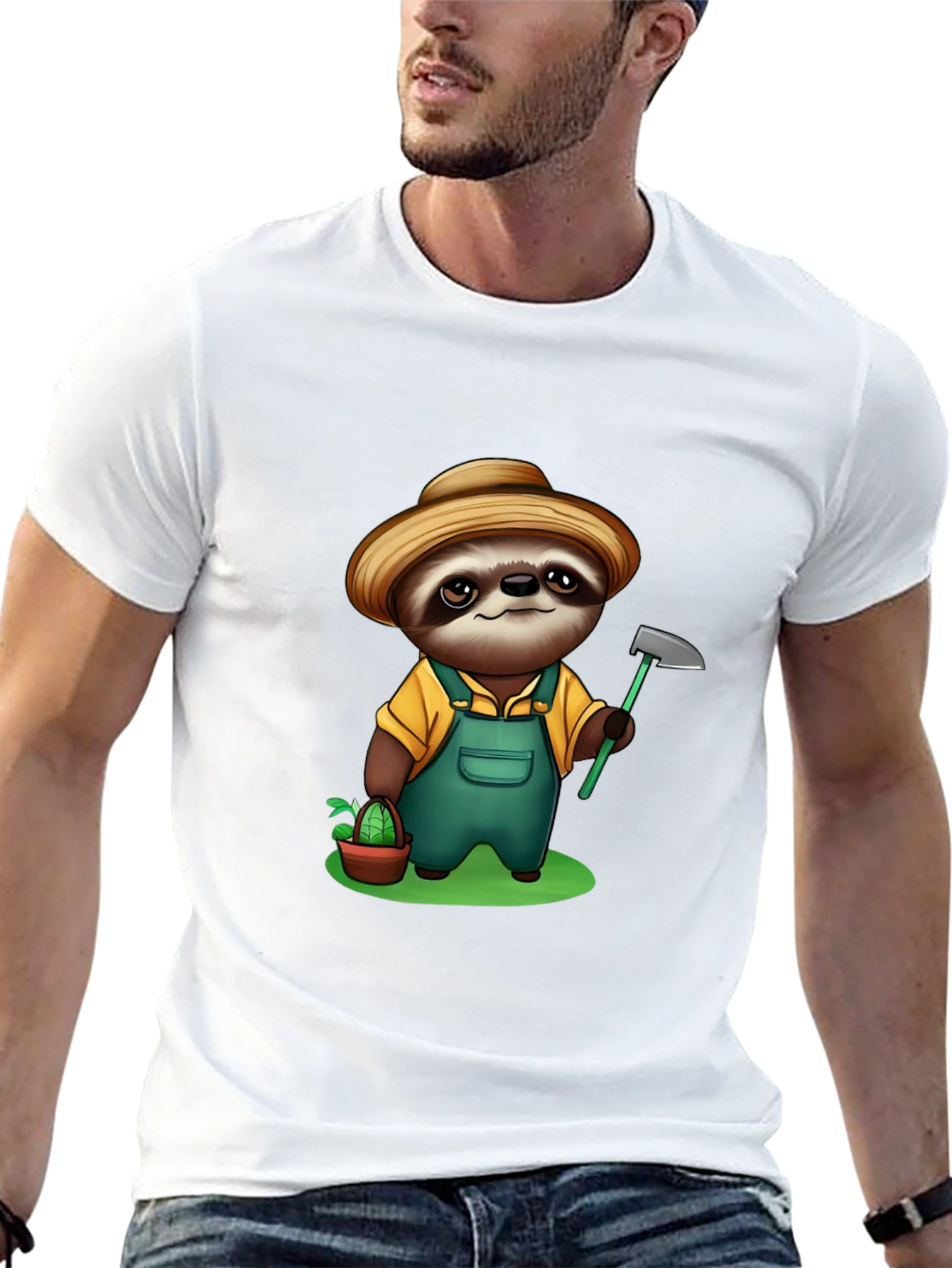 Sloth Farmer Graphic Tee - Cute Cartoon Design - 13