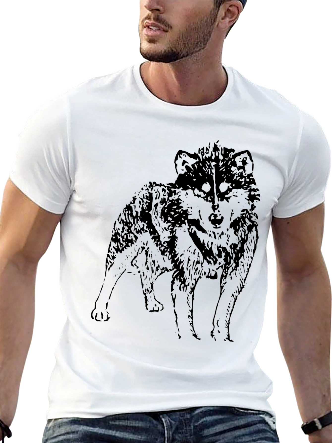 Black Wolf Graphic Black T-Shirt - Men's Short Sleeve view 13