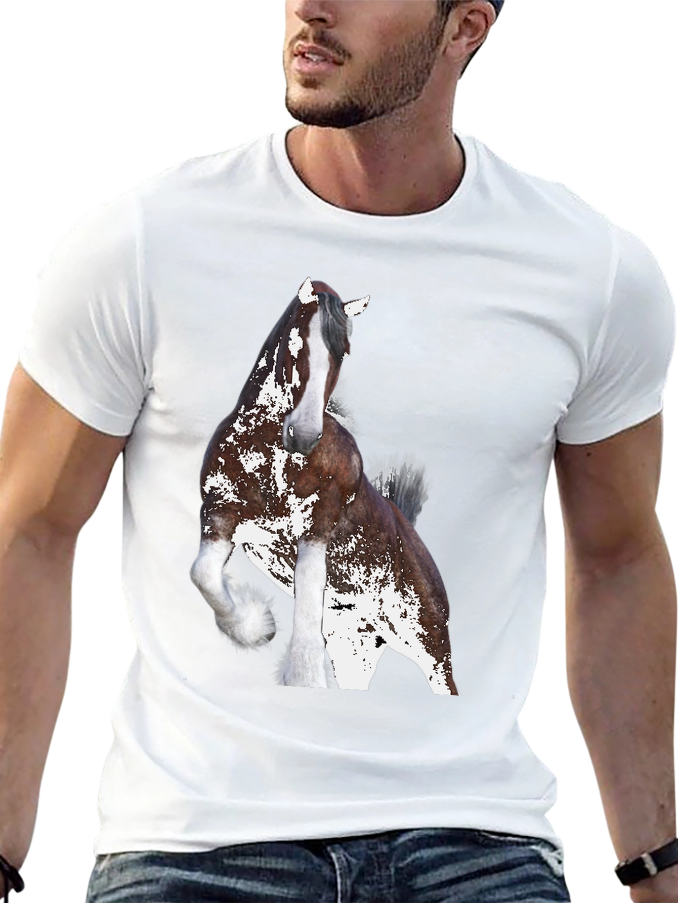 Black Horse Graphic Tee - Black Cotton Blend Shirt view 13