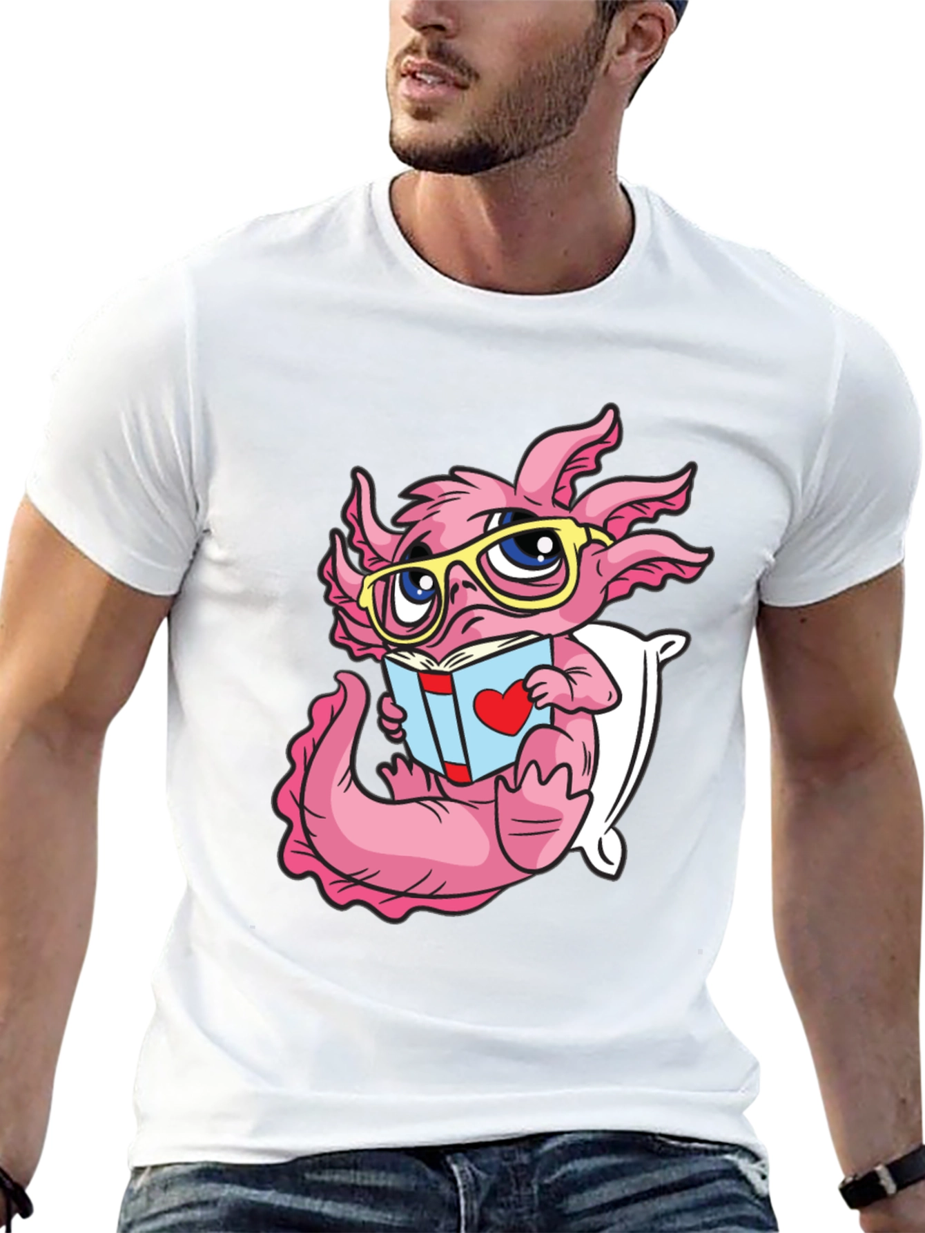 Black Axolotl Reading Book T-Shirt view 13