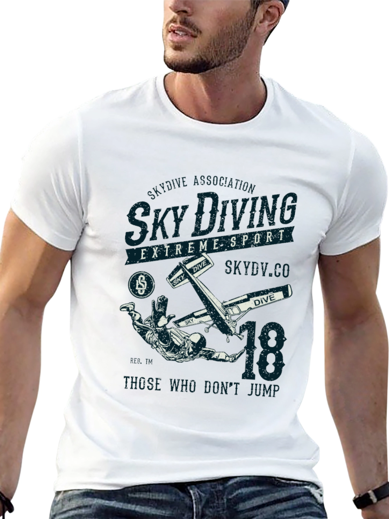 Black Sky Diving Extreme Sport Black Graphic T-Shirt view 13