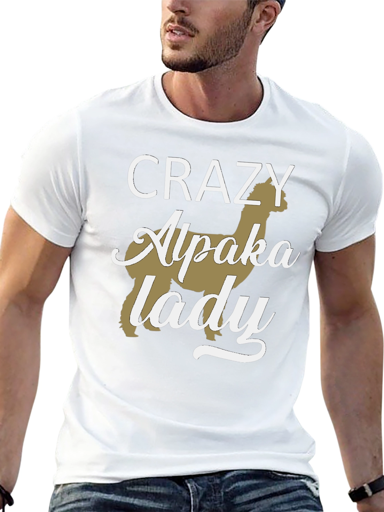 Black Crazy Alpaca Lady T-Shirt - Novelty Graphic Tee view 13
