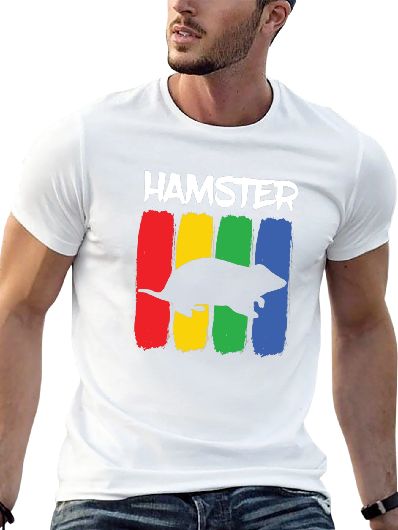Black Hamster Rainbow T-Shirt - Novelty Animal Tee view 13