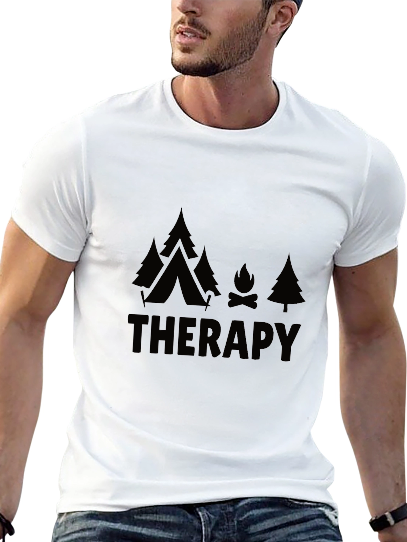 Black Camping Therapy T-Shirt, Nature Lover Tee view 13