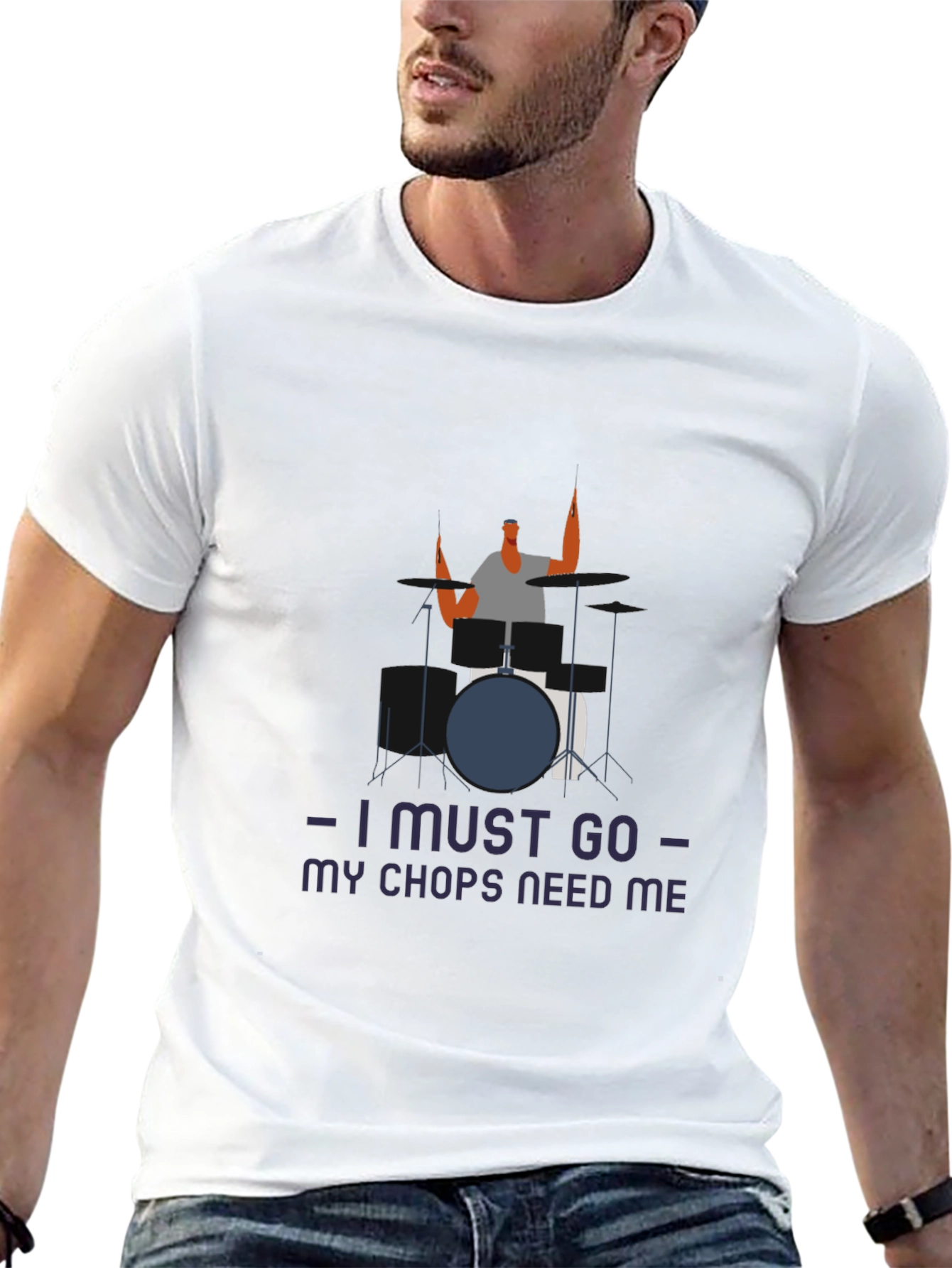 Black Drummer Humor Tee: I Must Go, My Chops Need Me view 13