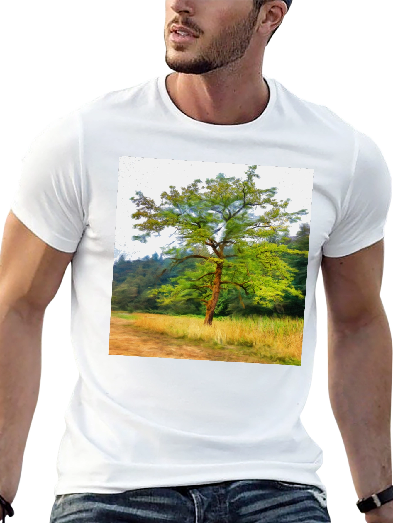 Black Nature Tree Graphic Black T-Shirt view 13